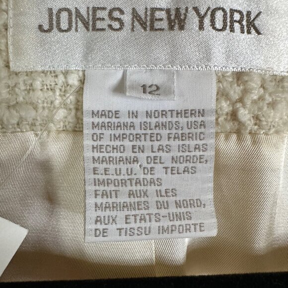 VTG Jones New York Timeless Wool Blend Cream Textured Blazer Jacket W Sz 12 NWT - Picture 11 of 11